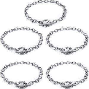 Charm Bracelet Chain Making Kit Stainless Steel Link with OT Toggle Clasp for Wo